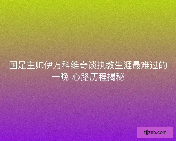 国足主帅伊万科维奇谈执教生涯最难过的一晚 心路历程揭秘