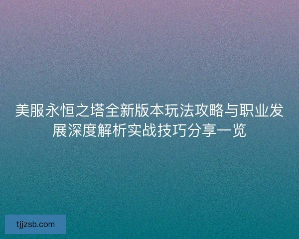 美服永恒之塔全新版本玩法攻略与职业发展深度解析实战技巧分享一览
