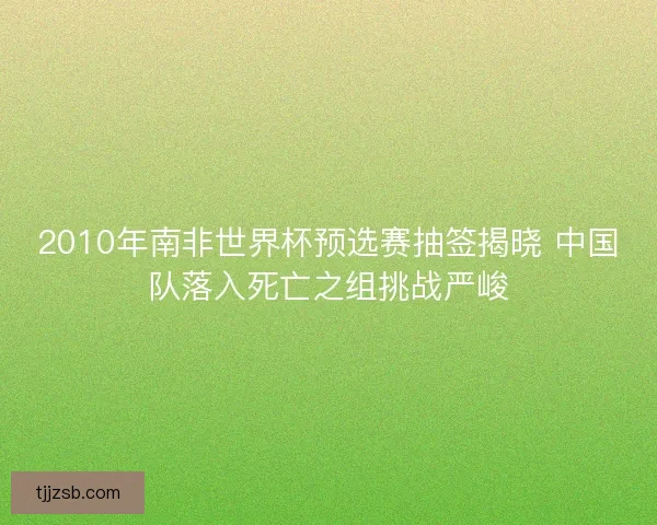 2010年南非世界杯预选赛抽签揭晓 中国队落入死亡之组挑战严峻