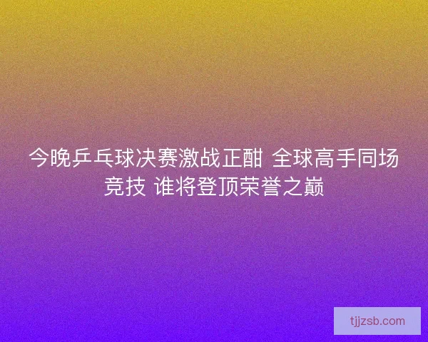 今晚乒乓球决赛激战正酣 全球高手同场竞技 谁将登顶荣誉之巅